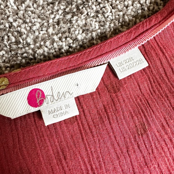 Boden Pink & Gold Polkadot 3/4 Sleeve Crêpe Maxi Dress Size 20/22R has pockets - Picture 7 of 12